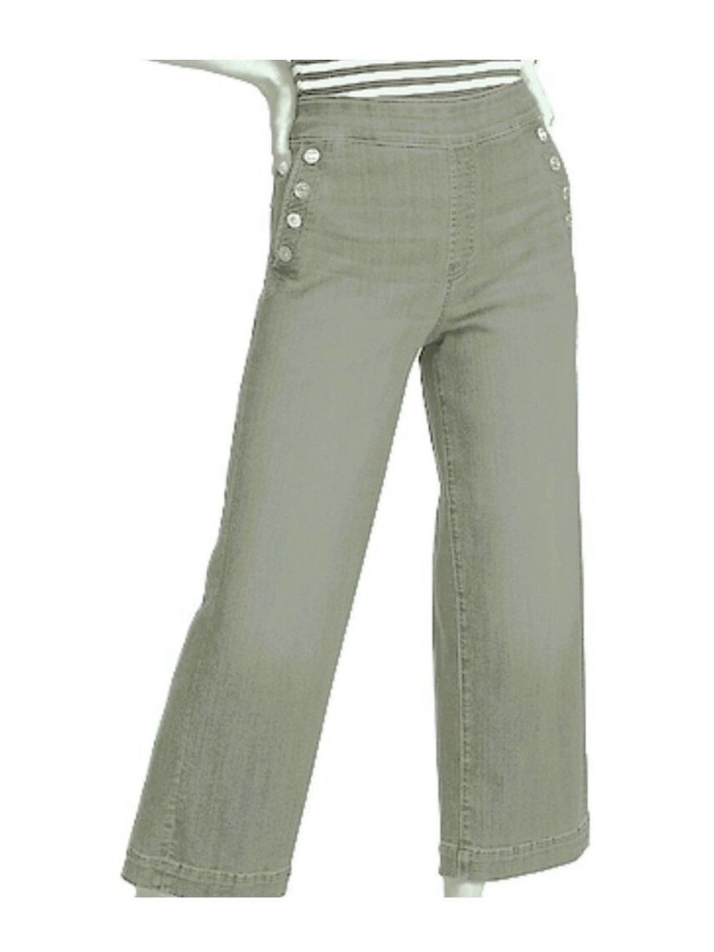 Chico's Light Sage Green Wide-Leg Crop Pull-On Jeans